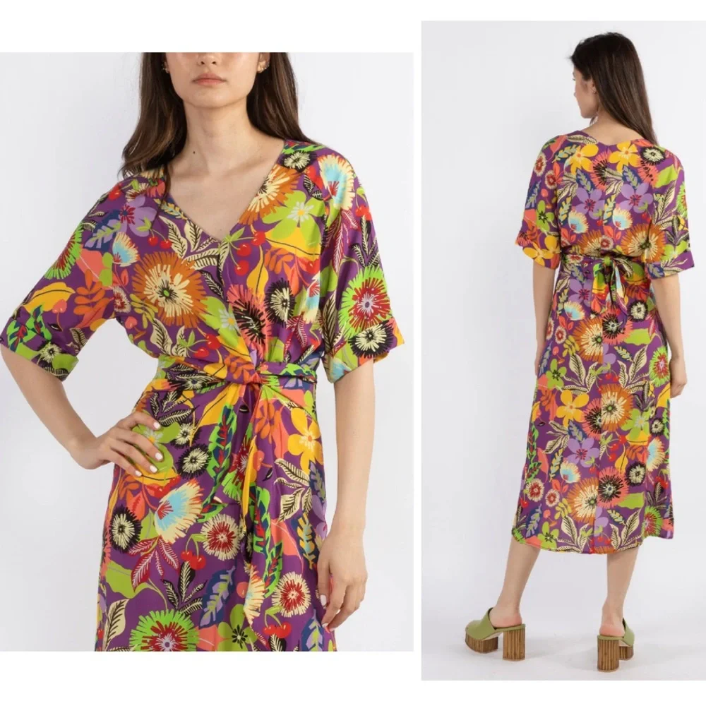 ๐ NWT Le Superbe | Floral Gypsy Muse Midi Dress | Cherry Lotus Land ๐ Revolve - Picture 7 of 16